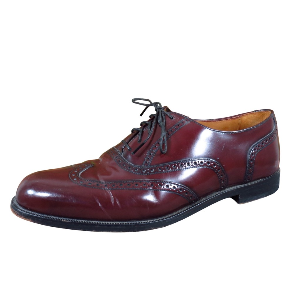 Cole Haan 07935 Mens Wingtip Oxford Size 10 Dress Shoes Burgundy Leather Brogue
